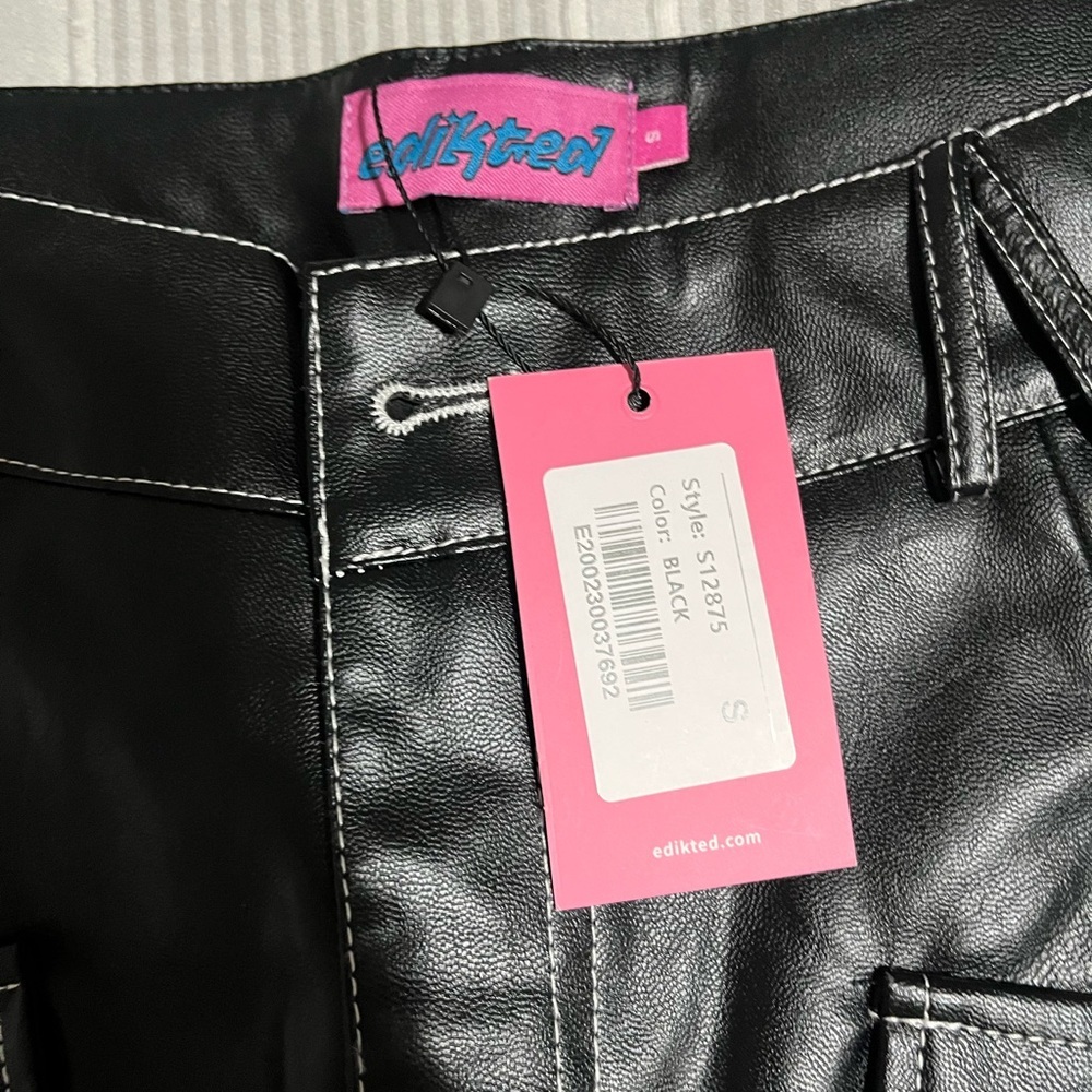 Edikted Black Faux Leather Trousers - Picture 3 of 4